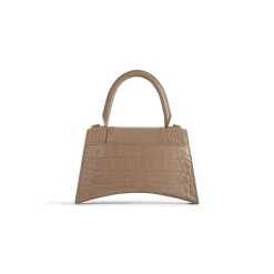 Borsa Hourglass Piccola Con Lavorazione Coccodrillo  da Donna in Marrone Chiaro