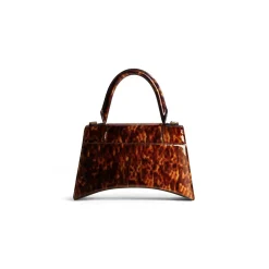 Borsa Hourglass Piccola Con Stampa Tartarugata da Donna in Marrone