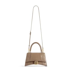 Borsa Hourglass Piccola Con Lavorazione Coccodrillo  da Donna in Marrone Chiaro