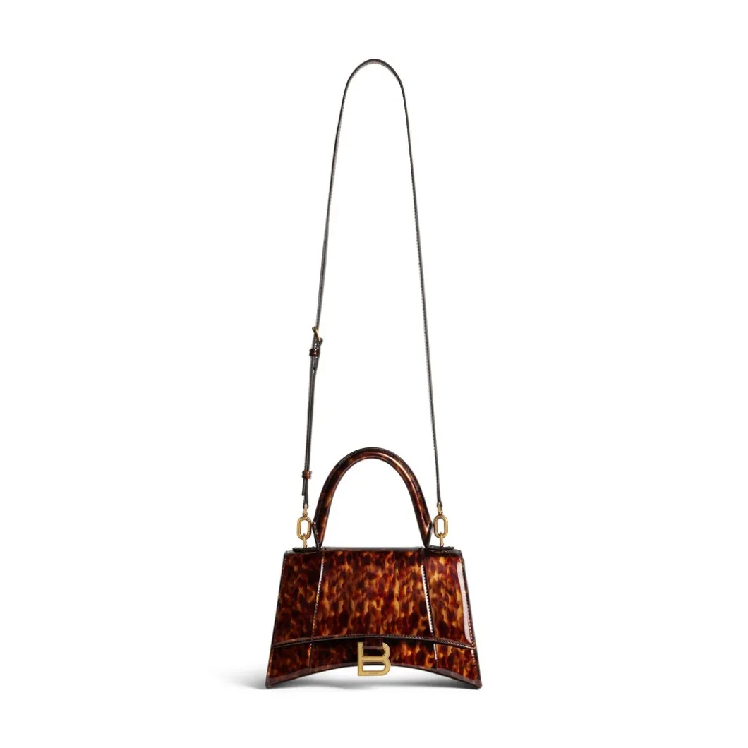Borsa Hourglass Piccola Con Stampa Tartarugata da Donna in Marrone