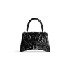 Borsa Hourglass Piccola Effetto Stropicciato  da Donna in Nero