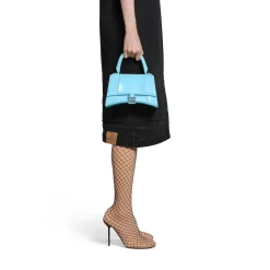 Borsa Hourglass Piccola In Vitello Box da Donna in Blu