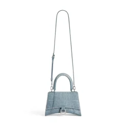 Borsa Hourglass Piccola In Denim Girly Allover da Donna in Azzurro
