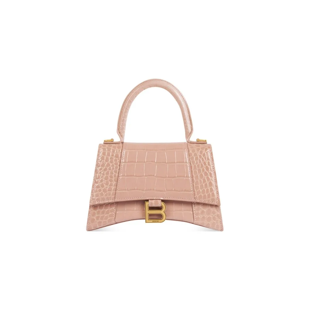 Borsa Hourglass Small Con Lavorazione Coccodrillo da Donna in Nude