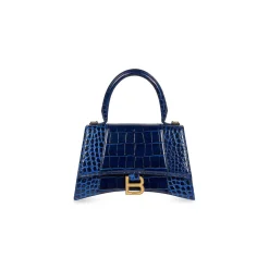 Borsa Hourglass Small Con Lavorazione Coccodrillo da Donna in Blu