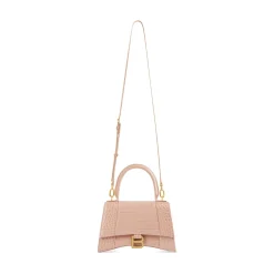 Borsa Hourglass Small Con Lavorazione Coccodrillo da Donna in Nude