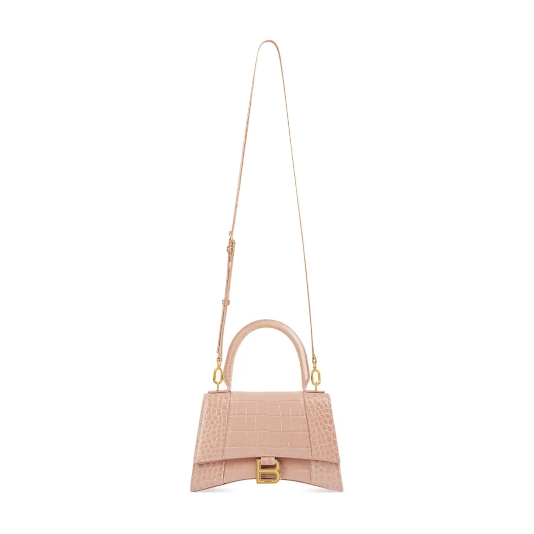 Borsa Hourglass Small Con Lavorazione Coccodrillo da Donna in Nude