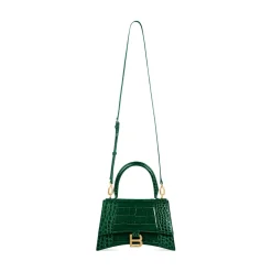 Borsa Hourglass Small Con Lavorazione Coccodrillo da Donna in Verde