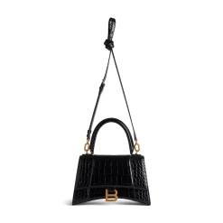 Borsa Hourglass Small Con Lavorazione Coccodrillo da Donna in Nero