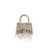 Borsa Hourglass Xs Con Catena Con Ricami da Donna in Beige