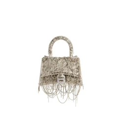 Borsa Hourglass Xs Con Catena Con Ricami da Donna in Beige
