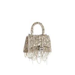 Borsa Hourglass Xs Con Catena Con Ricami da Donna in Beige