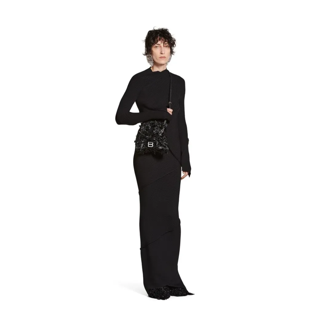 Borsa Hourglass Xs Con Fiocchi In Satin da Donna in Nero