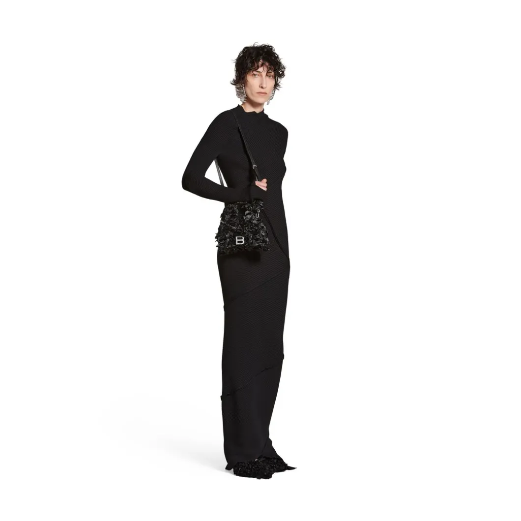 Borsa Hourglass Xs Con Fiocchi In Satin da Donna in Nero