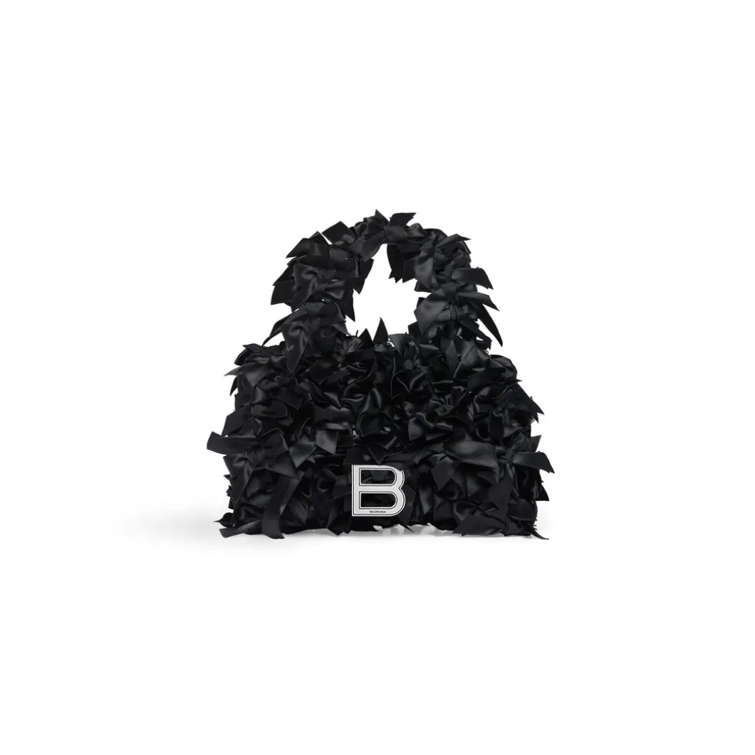 Borsa Hourglass Xs Con Fiocchi In Satin da Donna in Nero