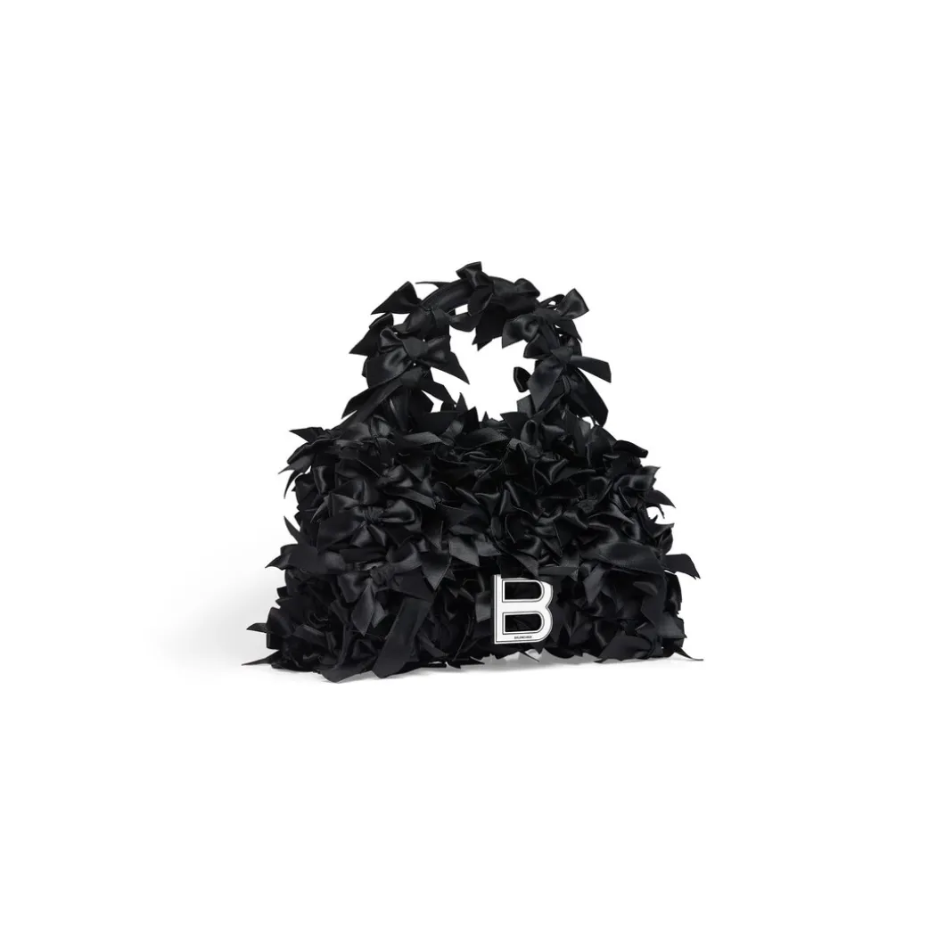 Borsa Hourglass Xs Con Fiocchi In Satin da Donna in Nero