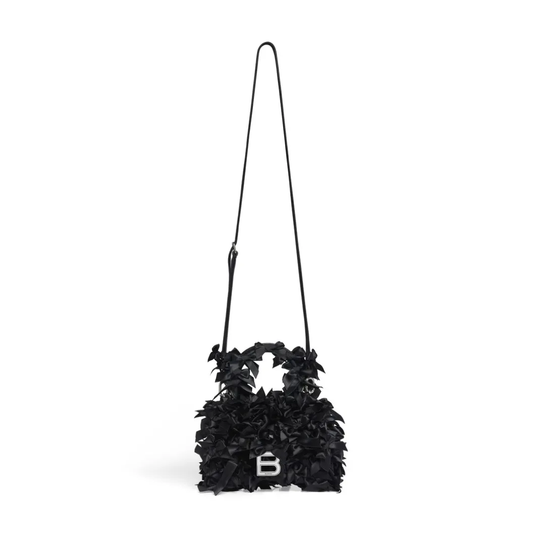 Borsa Hourglass Xs Con Fiocchi In Satin da Donna in Nero