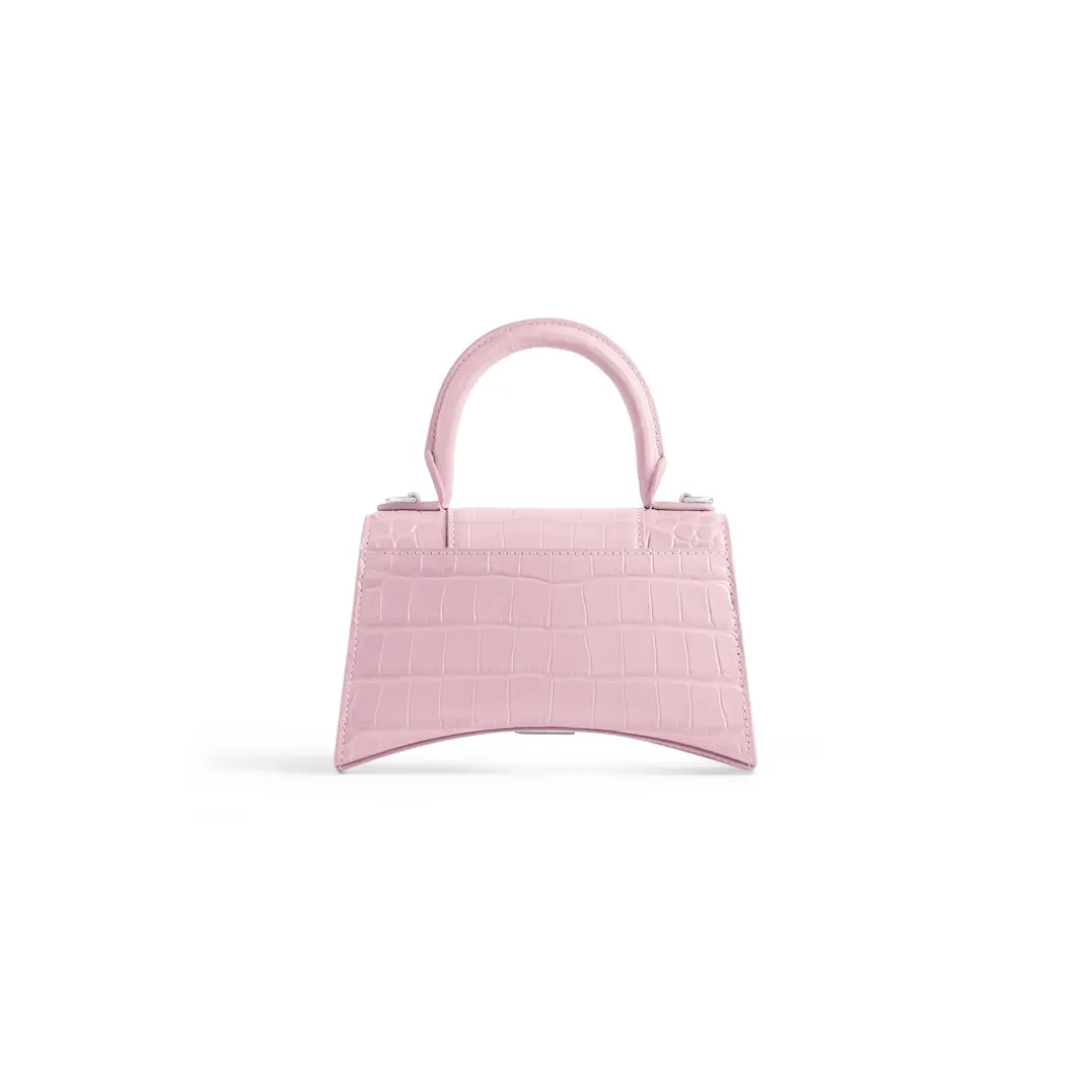Borsa Hourglass Xs Con Lavorazione Coccodrillo da Donna in Rosa