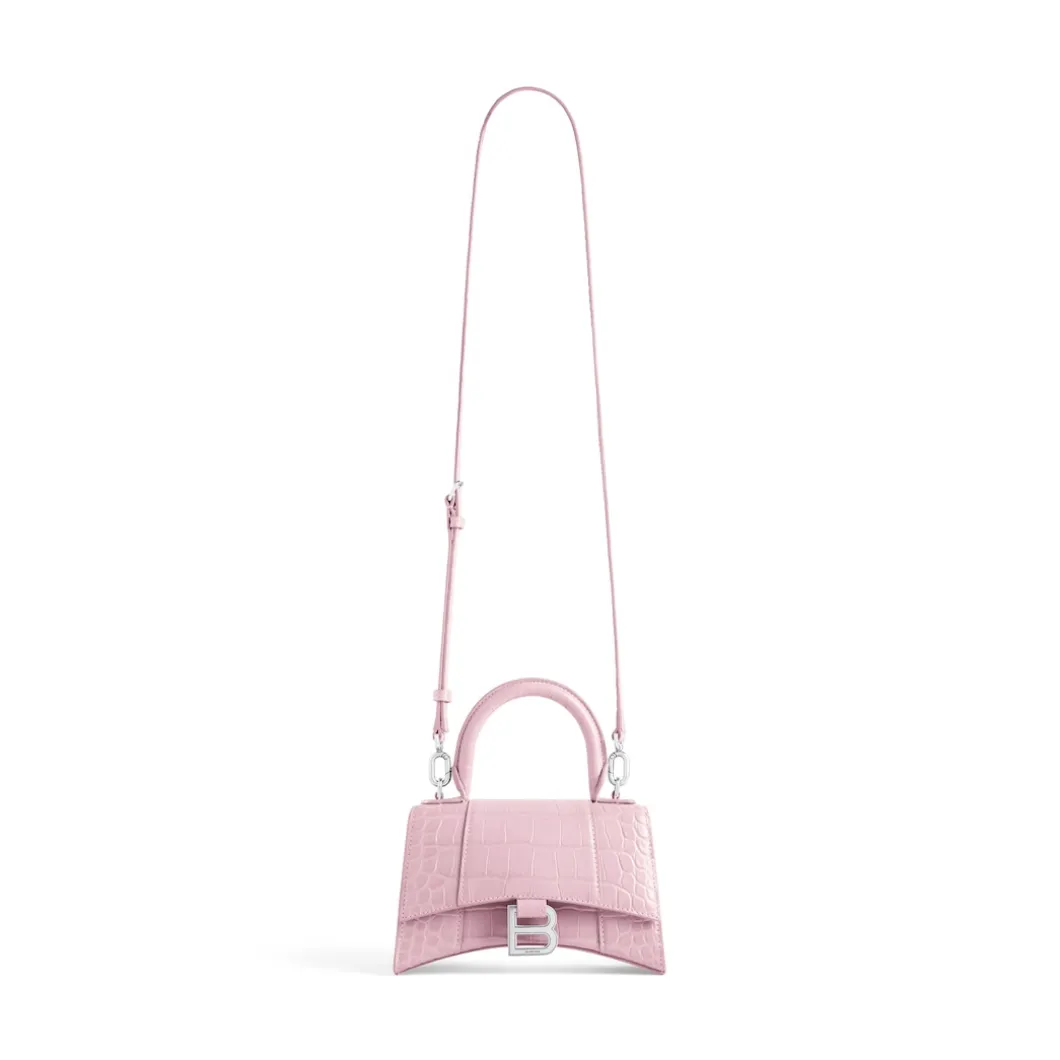 Borsa Hourglass Xs Con Lavorazione Coccodrillo da Donna in Rosa