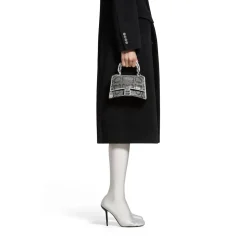 Borsa Hourglass Xs Con Ricamo A Catena da Donna in Argento