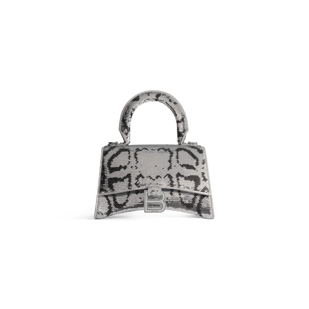 Borsa Hourglass Xs Con Ricamo A Catena da Donna in Argento