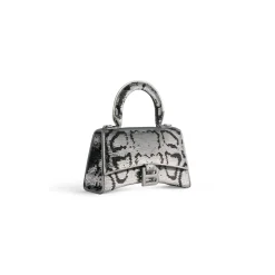 Borsa Hourglass Xs Con Ricamo A Catena da Donna in Argento