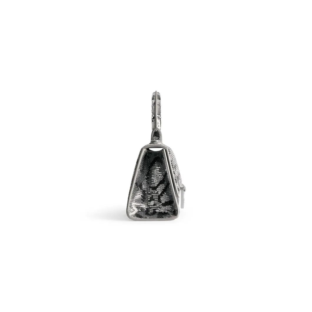Borsa Hourglass Xs Con Ricamo A Catena da Donna in Argento