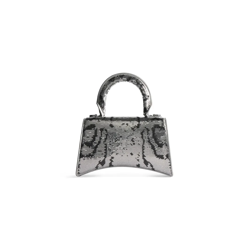 Borsa Hourglass Xs Con Ricamo A Catena da Donna in Argento