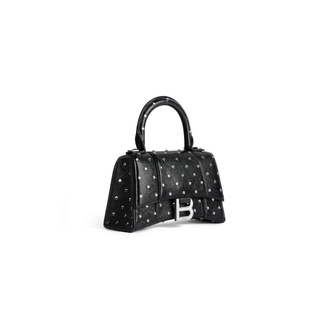 Borsa Hourglass Xs Con Strass da Donna in Nero