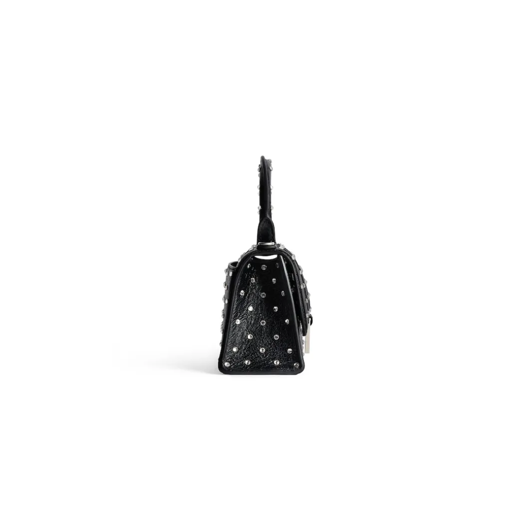Borsa Hourglass Xs Con Strass da Donna in Nero