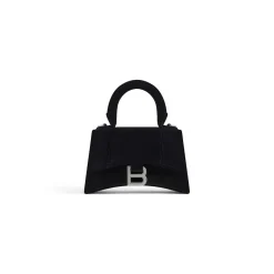Borsa Hourglass Xs In Jersey Di Velluto da Donna in Nero