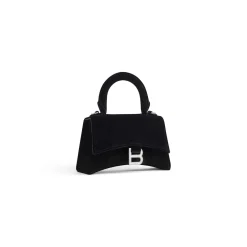 Borsa Hourglass Xs In Jersey Di Velluto da Donna in Nero