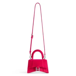 Borsa Hourglass Xs In Jersey Di Velluto da Donna in Rosa Acceso