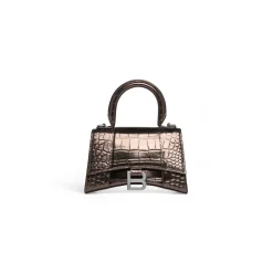 Borsa Hourglass Xs Metallizzata Con Lavorazione Coccodrillo da Donna in Bronzo