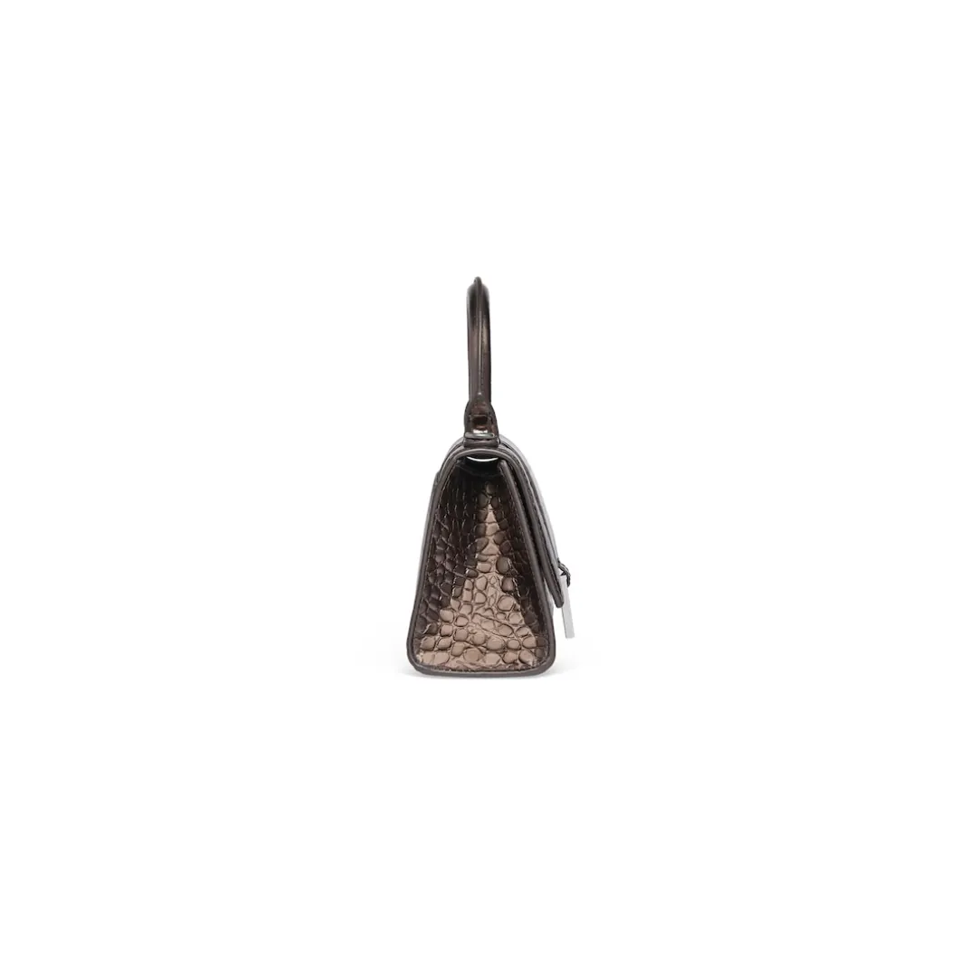 Borsa Hourglass Xs Metallizzata Con Lavorazione Coccodrillo da Donna in Bronzo