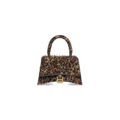 Borsa Hourglass Xs Ricamata Con Catena da Donna in Nero
