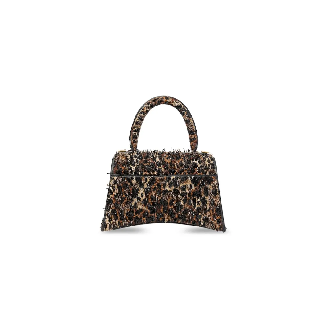 Borsa Hourglass Xs Ricamata Con Catena da Donna in Nero