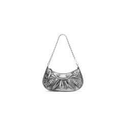 Borsa Le Cagole Mini Con Catena Metallizzato da Donna in Argento