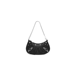 Borsa Le Cagole Mini Con Catena Con Lavorazione Coccodrillo E Strass da Donna in Nero