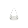 Borsa Le Cagole Mini Con Catena Con Lavorazione Coccodrillo da Donna in Bianco