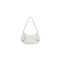 Borsa Le Cagole Mini Con Catena Con Lavorazione Coccodrillo da Donna in Bianco