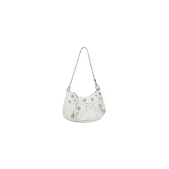 Borsa Le Cagole Mini Con Catena Con Lavorazione Coccodrillo da Donna in Bianco