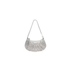 Borsa Le Cagole Mini Con Catena E Strass da Donna in Grigio
