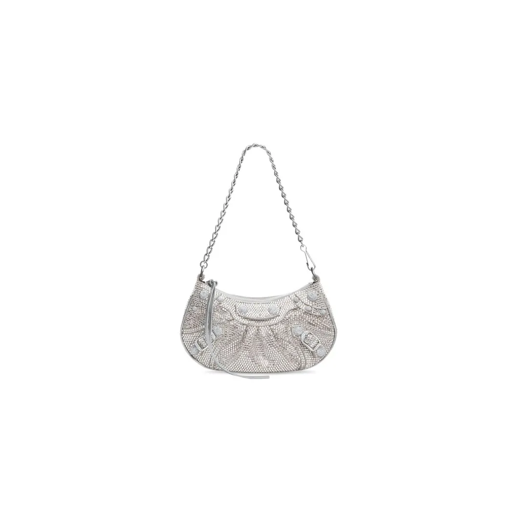 Borsa Le Cagole Mini Con Catena E Strass da Donna in Grigio