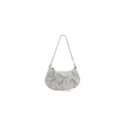 Borsa Le Cagole Mini Con Catena E Strass da Donna in Grigio