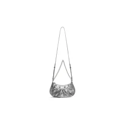 Borsa Le Cagole Mini Con Catena Metallizzato da Donna in Argento