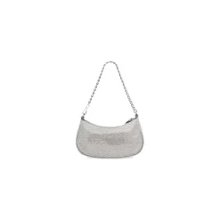 Borsa Le Cagole Mini Con Catena E Strass da Donna in Grigio