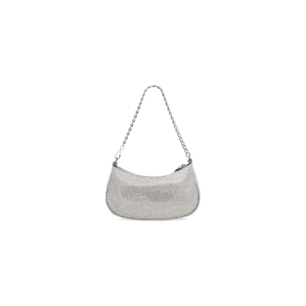 Borsa Le Cagole Mini Con Catena E Strass da Donna in Grigio