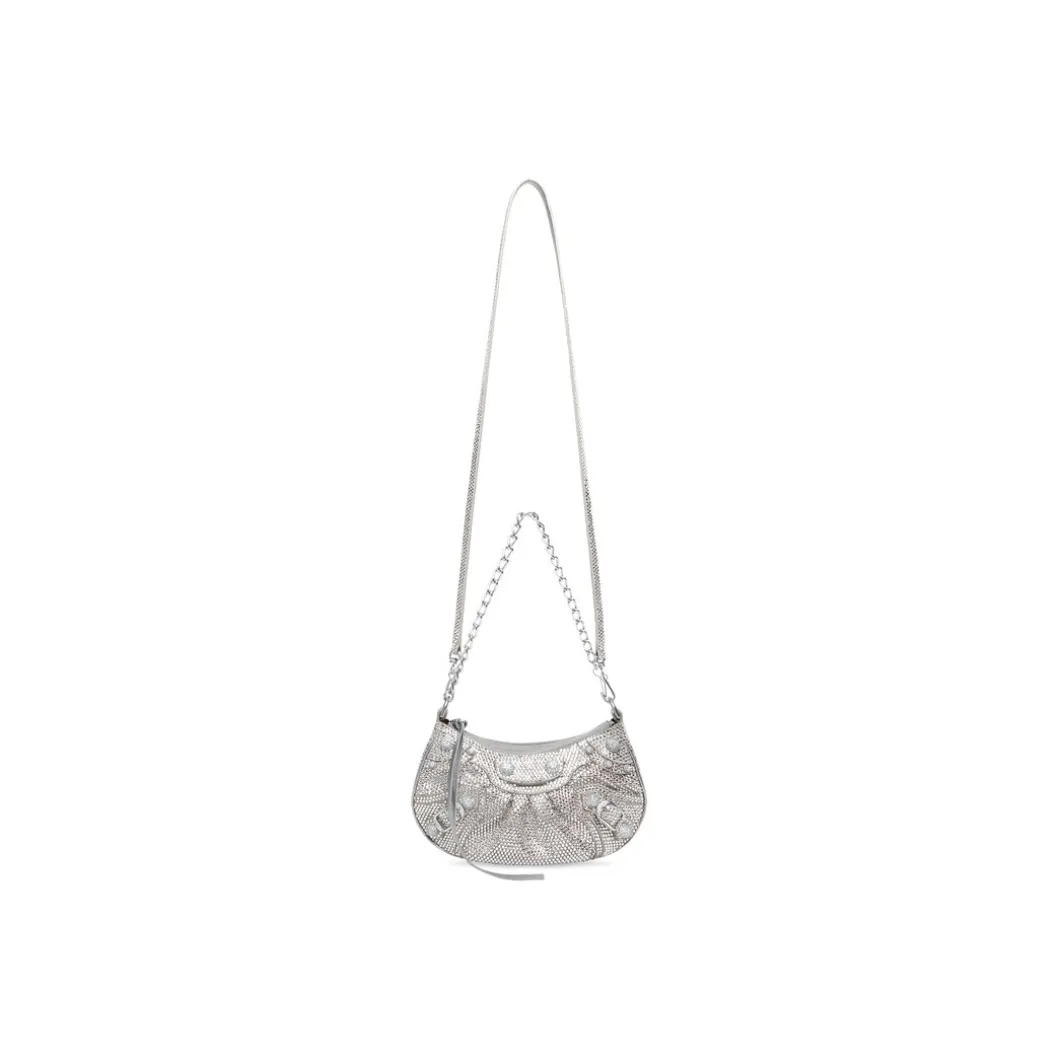 Borsa Le Cagole Mini Con Catena E Strass da Donna in Grigio