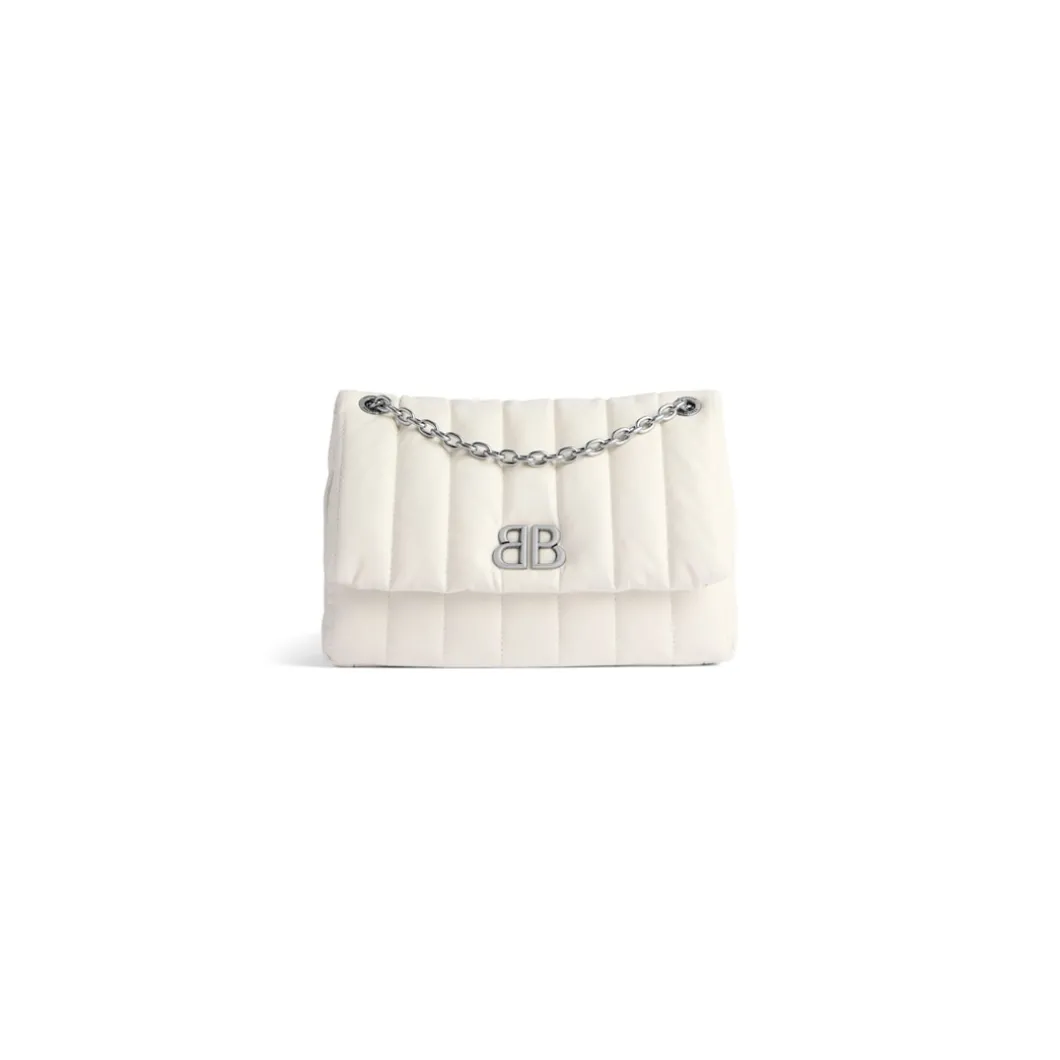 Borsa Monaco Mini Trapuntata da Donna in Bianco